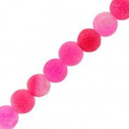 Natural stone beads 4mm Agate crackle Pink fuchsia frosted